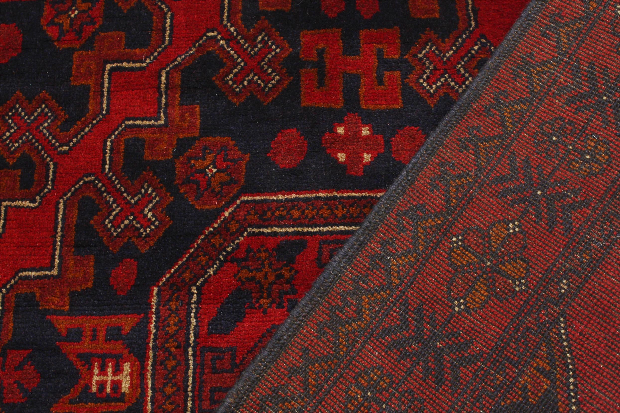 handmade Geometric Khal Muhamm Red Blue Hand Knotted RECTANGLE 100% WOOL area rug 3x5