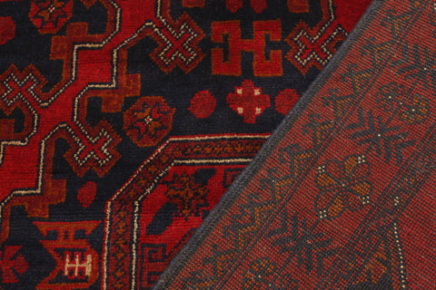 handmade Geometric Khal Muhamm Red Blue Hand Knotted RECTANGLE 100% WOOL area rug 3x5