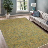 handmade Modern Kafkaz Lt. Blue Lt. Gold Hand Knotted RECTANGLE 100% WOOL area rug 10 x 14