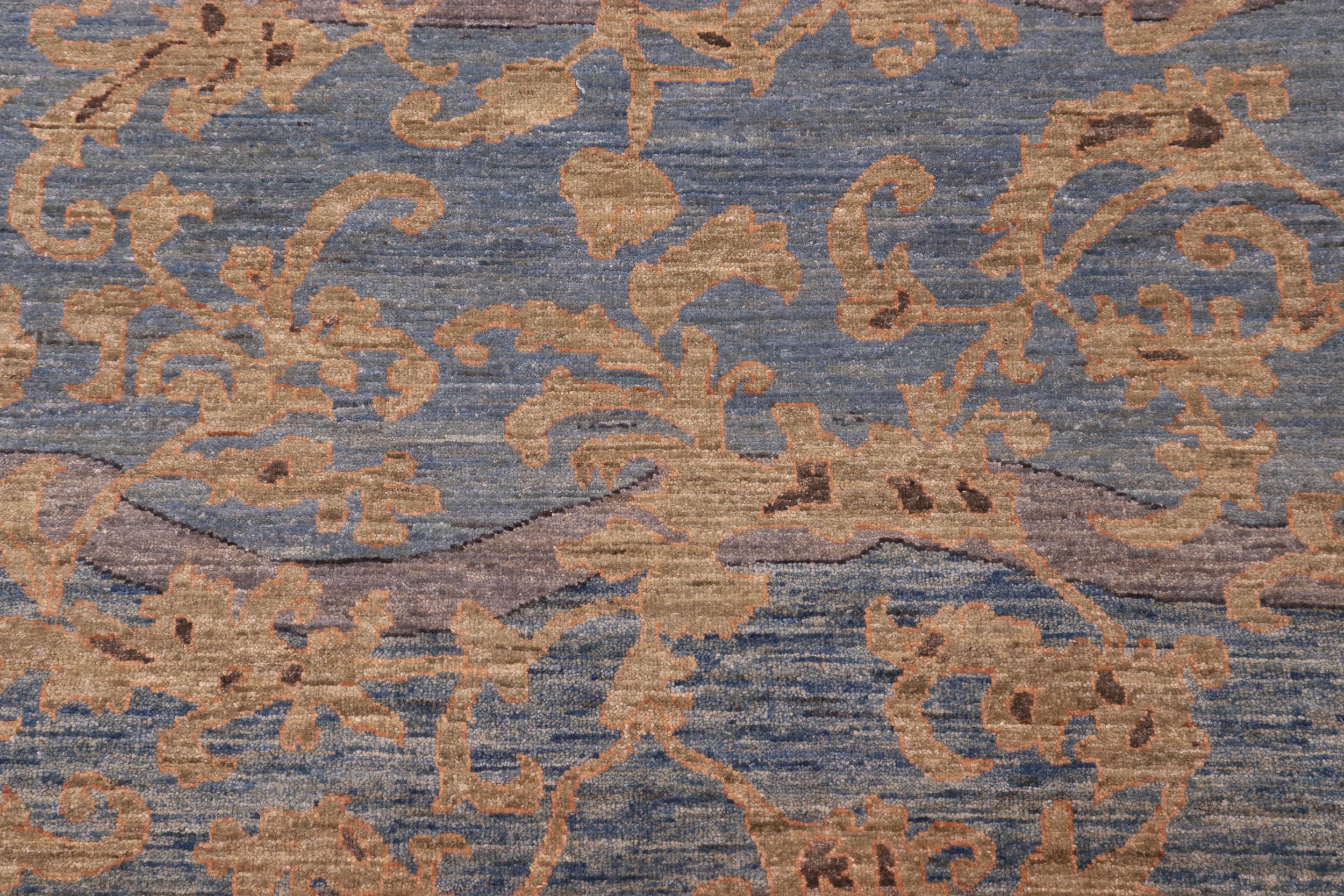 handmade Modern Kafkaz Lt. Blue Lt. Gold Hand Knotted RECTANGLE 100% WOOL area rug 10' x 14'