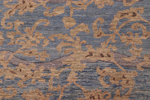 handmade Modern Kafkaz Lt. Blue Lt. Gold Hand Knotted RECTANGLE 100% WOOL area rug 10' x 14'