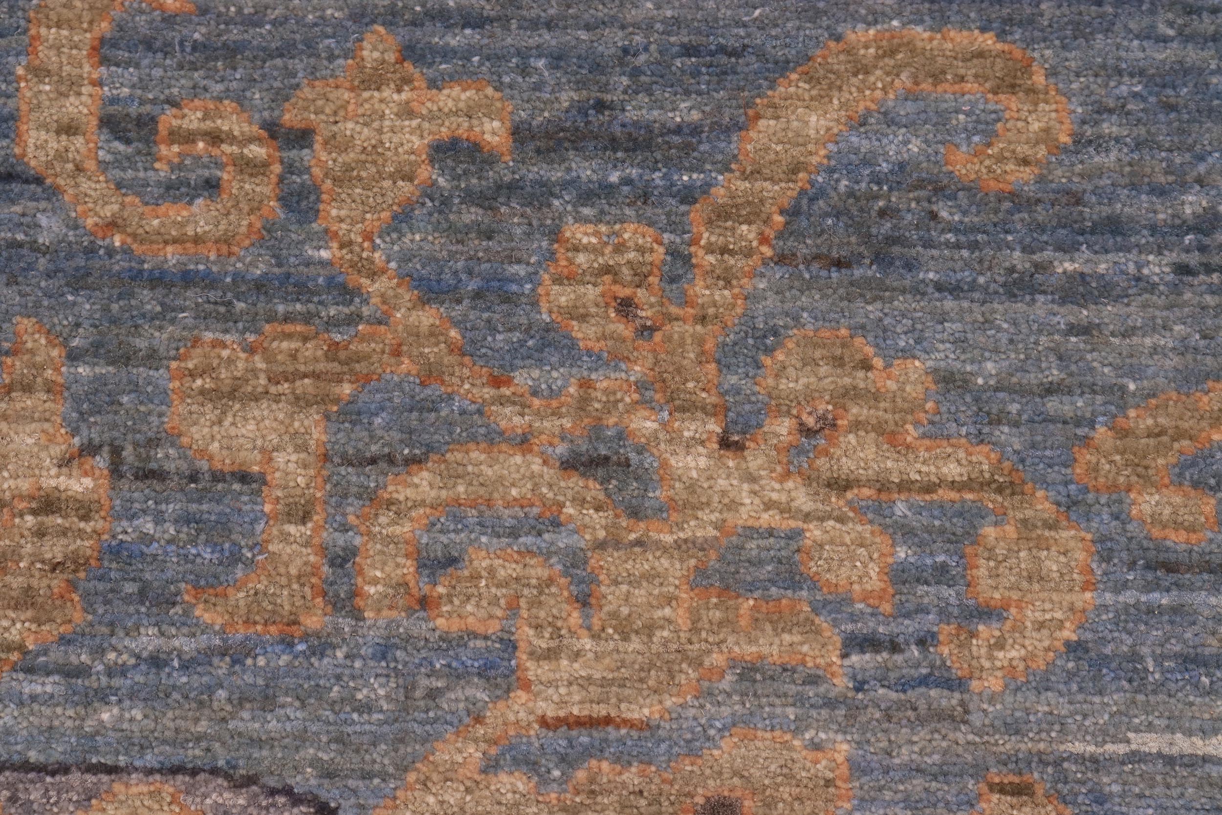 handmade Modern Kafkaz Lt. Blue Lt. Gold Hand Knotted RECTANGLE 100% WOOL area rug 10' x 14'