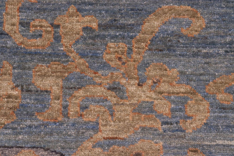 handmade Modern Kafkaz Lt. Blue Lt. Gold Hand Knotted RECTANGLE 100% WOOL area rug 10' x 14'