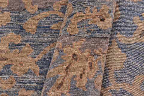 handmade Modern Kafkaz Lt. Blue Lt. Gold Hand Knotted RECTANGLE 100% WOOL area rug 10' x 14'