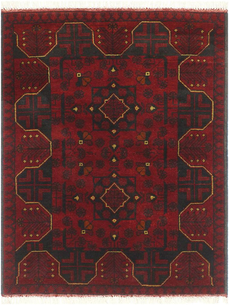 handmade Tribal Biljik Khal Mohammadi Red Blue Hand Knotted RECTANGLE 100% WOOL area rug 3x4