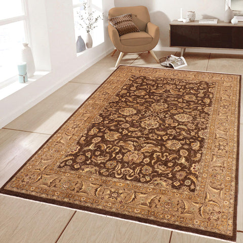 handmade Traditional Kafkaz Brown Beige Hand Knotted RECTANGLE 100% WOOL area rug 10x13