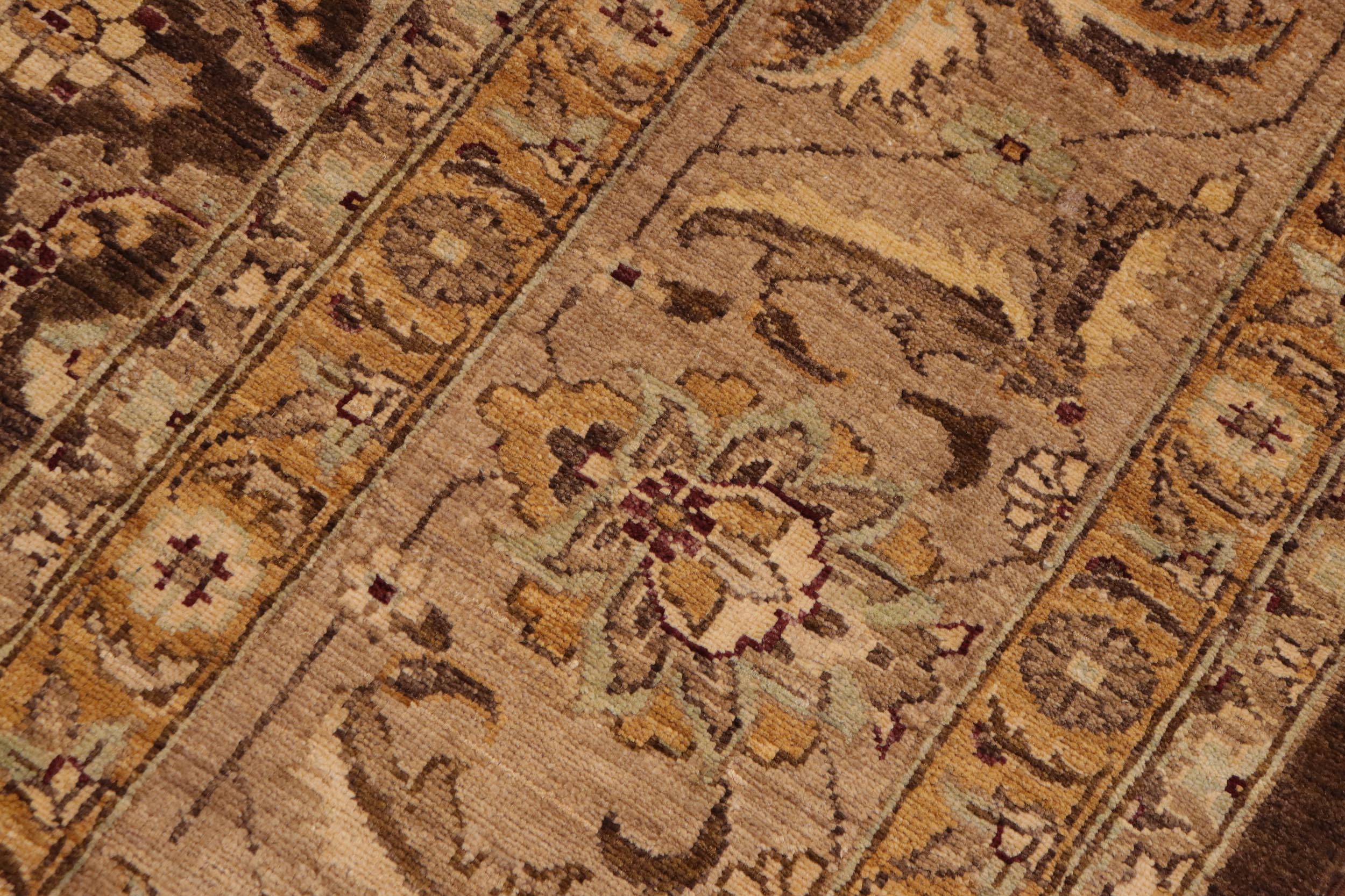 handmade Traditional Kafkaz Brown Beige Hand Knotted RECTANGLE 100% WOOL area rug 10x13