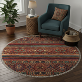 Cabin Khurgeen Pattie Red/Blue Wool Round - 3'2''X3'3''