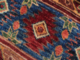 handmade Geometric Khurgeen Red Blue Hand Knotted ROUND 100% WOOL area rug 5x5