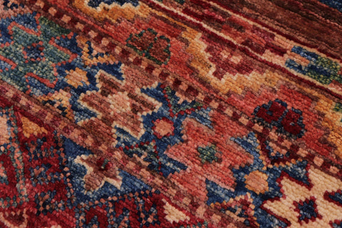 handmade Geometric Kurjean Red Blue Hand Knotted ROUND 100% WOOL area rug 5x5