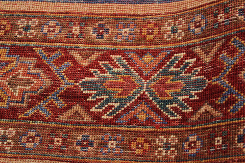 handmade Geometric Kurjean Red Blue Hand Knotted ROUND 100% WOOL area rug 3x3