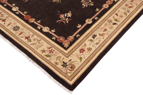 handmade Traditional Kafkaz Brown Beige Hand Knotted RECTANGLE 100% WOOL area rug 10' x 14'