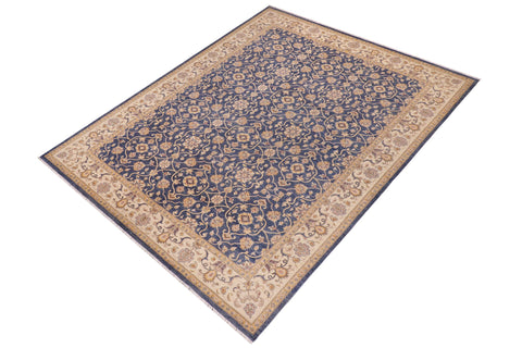 handmade Transitional Kafkaz Blue Beige Hand Knotted RECTANGLE 100% WOOL area rug 9' x 12'