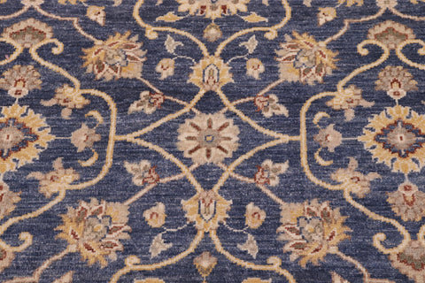 handmade Transitional Kafkaz Blue Beige Hand Knotted RECTANGLE 100% WOOL area rug 9' x 12'