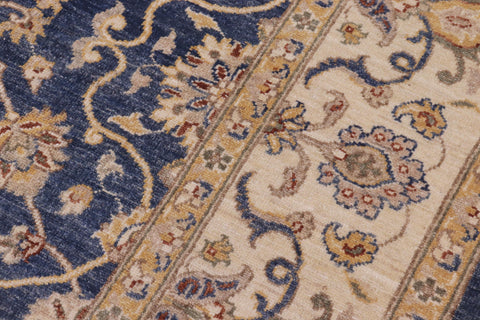 handmade Transitional Kafkaz Blue Beige Hand Knotted RECTANGLE 100% WOOL area rug 9' x 12'