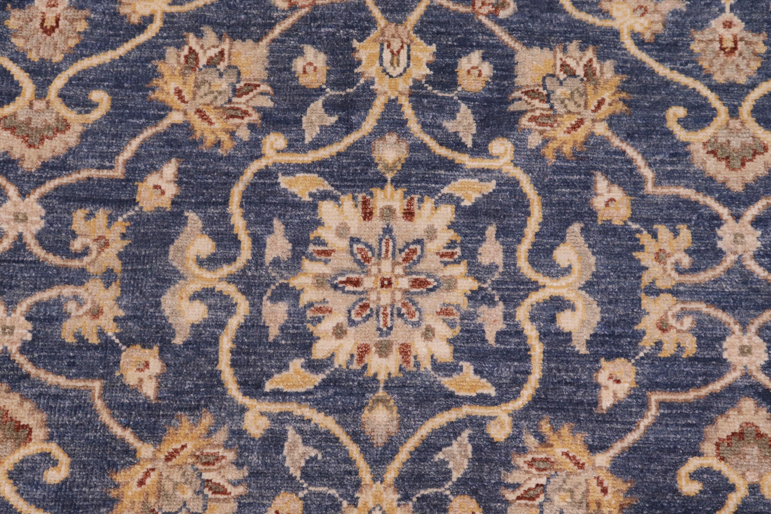 handmade Transitional Kafkaz Blue Beige Hand Knotted RECTANGLE 100% WOOL area rug 9' x 12'