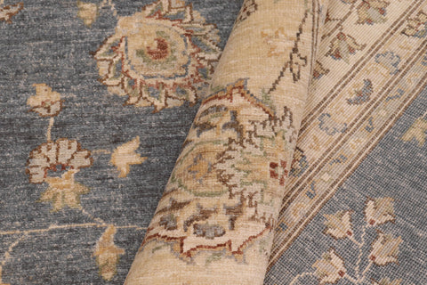 handmade Traditional Kafkaz Blue Gray Hand Knotted RECTANGLE 100% WOOL area rug 9x12