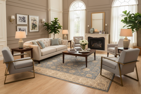 handmade Traditional Kafkaz Blue Gray Hand Knotted RECTANGLE 100% WOOL area rug 9x12