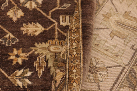 handmade Traditional Kafkaz Brown Tan Hand Knotted RECTANGLE 100% WOOL area rug 10x14