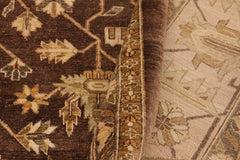 handmade Traditional Kafkaz Brown Tan Hand Knotted RECTANGLE 100% WOOL area rug 10X14