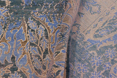 handmade Transitional Kafkaz Teal Blue Hand Knotted RECTANGLE WOOL&SILK area rug 8X10