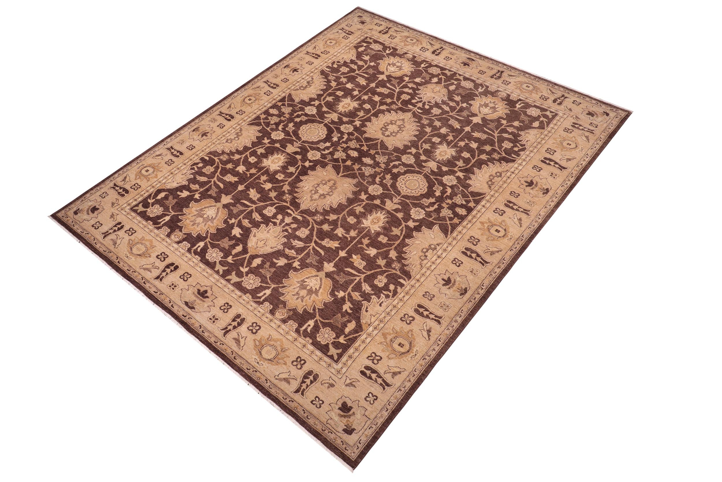 handmade Traditional Kafkaz Brown Gold Hand Knotted RECTANGLE 100% WOOL area rug 10x14