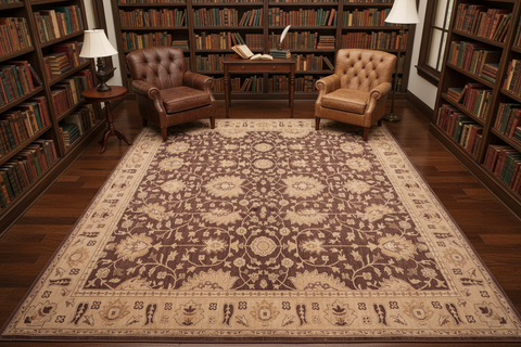 handmade Traditional Kafkaz Brown Gold Hand Knotted RECTANGLE 100% WOOL area rug 10x14