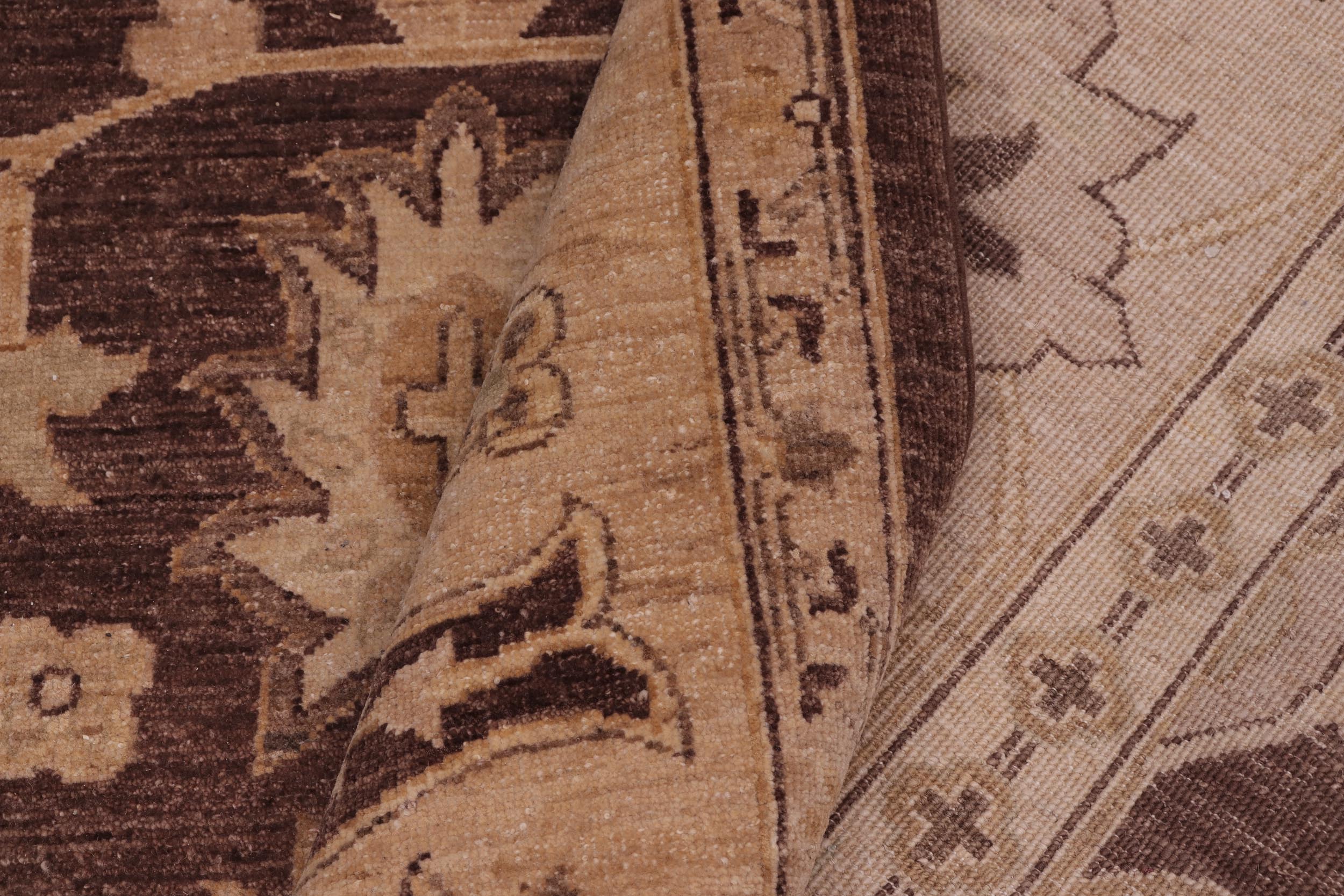 handmade Traditional Kafkaz Brown Gold Hand Knotted RECTANGLE 100% WOOL area rug 10x14