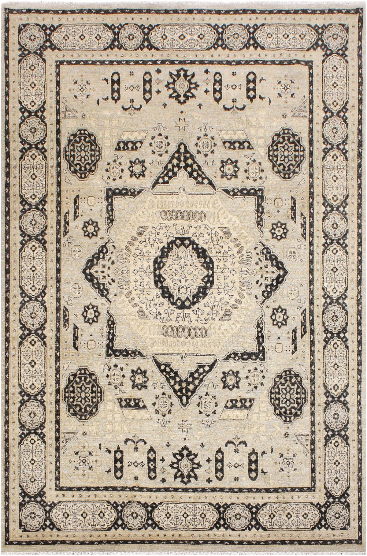 handmade Geometric Mamluk Gray Black Hand Knotted RECTANGLE 100% WOOL area rug 9 x 12