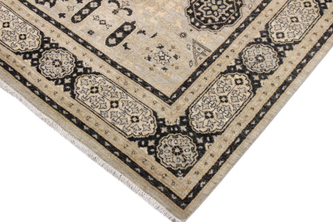 handmade Geometric Mamluk Gray Black Hand Knotted RECTANGLE 100% WOOL area rug 9 x 12