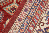 handmade Geometric Super Kazak Red Beige Hand Knotted RECTANGLE 100% WOOL area rug 9 x 12