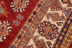 handmade Geometric Super Kazak Red Ivory Hand Knotted RECTANGLE 100% WOOL area rug 9X13