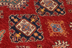 handmade Geometric Super Kazak Red Ivory Hand Knotted RECTANGLE 100% WOOL area rug 9X13