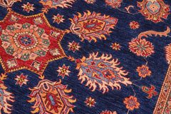 handmade Geometric Super Kazak Blue Beige Hand Knotted RECTANGLE 100% WOOL area rug 8X11