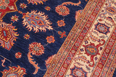 handmade Geometric Super Kazak Blue Beige Hand Knotted RECTANGLE 100% WOOL area rug 8X11