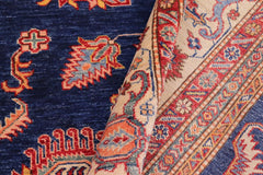 handmade Geometric Super Kazak Blue Beige Hand Knotted RECTANGLE 100% WOOL area rug 8X11