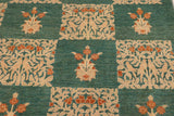 handmade Transitional Kafkaz Green Tan Hand Knotted RECTANGLE 100% WOOL area rug 10 x 14
