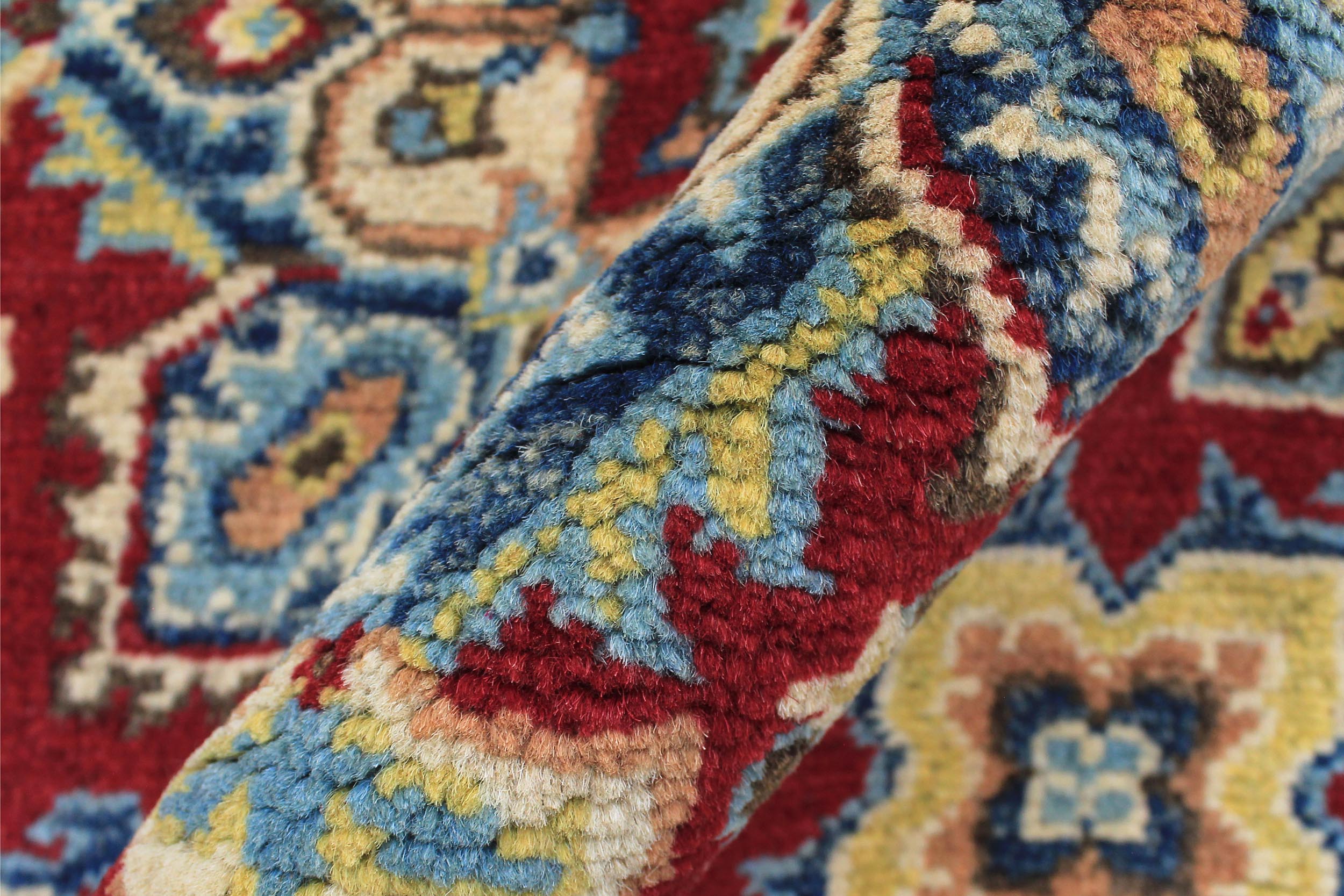 handmade Geometric Kazak Red Beige Hand Knotted RECTANGLE 100% WOOL area rug 3'X4'
