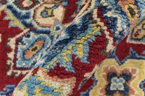 handmade Geometric Kazak Red Beige Hand Knotted RECTANGLE 100% WOOL area rug 3'X4'