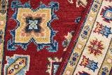 handmade Geometric Kazak Red Beige Hand Knotted RECTANGLE 100% WOOL area rug 3' x 4'