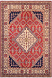 Tribal Kazak Gerry Red/Beige Wool Rug - 5'8'' x 7'10''
