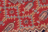 handmade Geometric Kazak Red Beige Hand Knotted RECTANGLE 100% WOOL area rug 6' x 8'