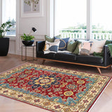 handmade Geometric Kazak Red Beige Hand Knotted RECTANGLE 100% WOOL area rug 6' x 9'