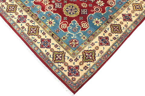handmade Geometric Kazak Red Beige Hand Knotted RECTANGLE 100% WOOL area rug 6'X9'