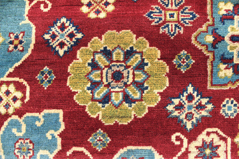 handmade Geometric Kazak Red Beige Hand Knotted RECTANGLE 100% WOOL area rug 6'X9'