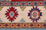 handmade Geometric Kazak Blue Beige Hand Knotted RECTANGLE 100% WOOL area rug 6' x 8'