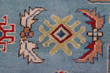 handmade Geometric Kazak Blue Beige Hand Knotted RECTANGLE 100% WOOL area rug 6' x 8'