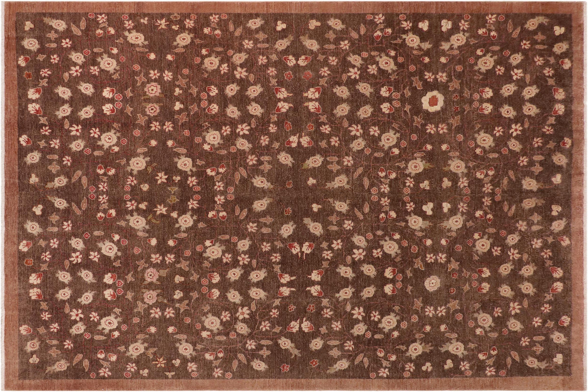 handmade Modern Kafkaz Brown Rust Hand Knotted RECTANGLE 100% WOOL area rug 10' x 14'