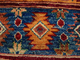 handmade Geometric Khurgeen Blue Peach Hand Knotted ROUND 100% WOOL area rug 5x5