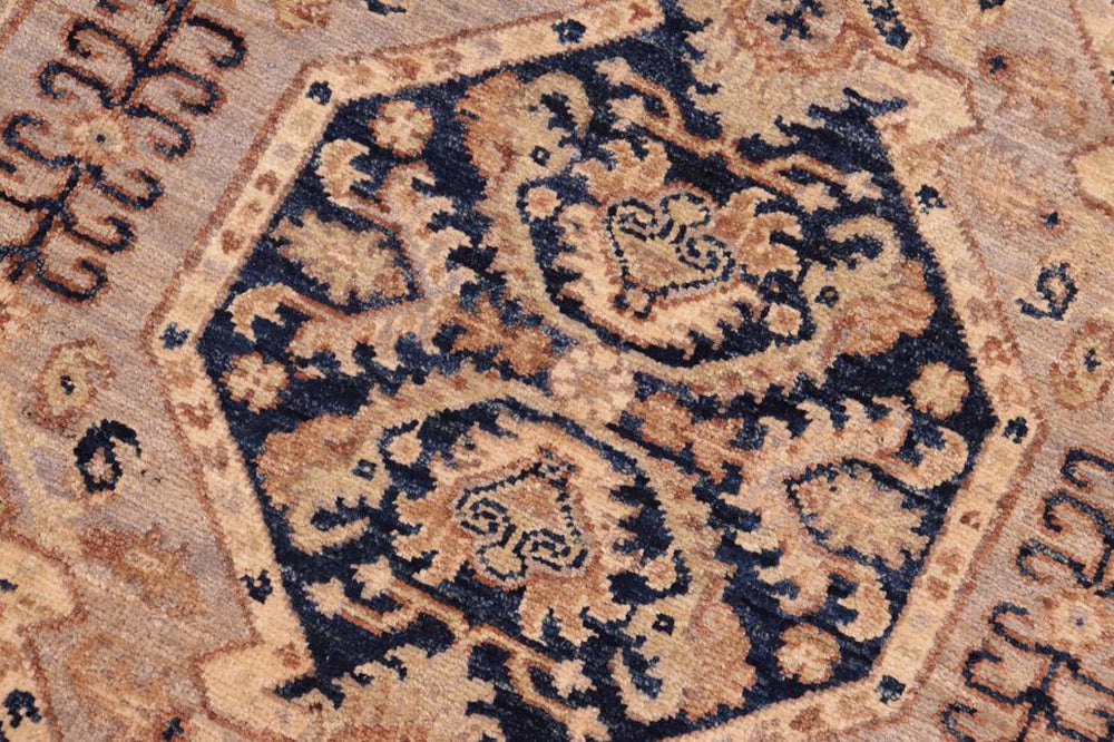 handmade Transitional Kafkaz Blue Beige Hand Knotted RECTANGLE 100% WOOL area rug 5X7